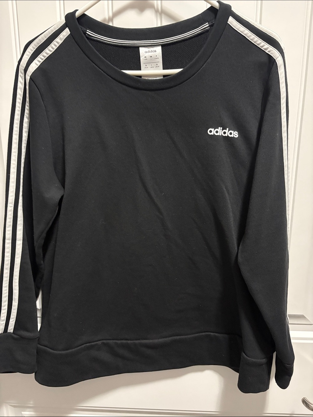Adidas Climalite Women’s L Black 3 Stripe Crewneck Sweatshirt